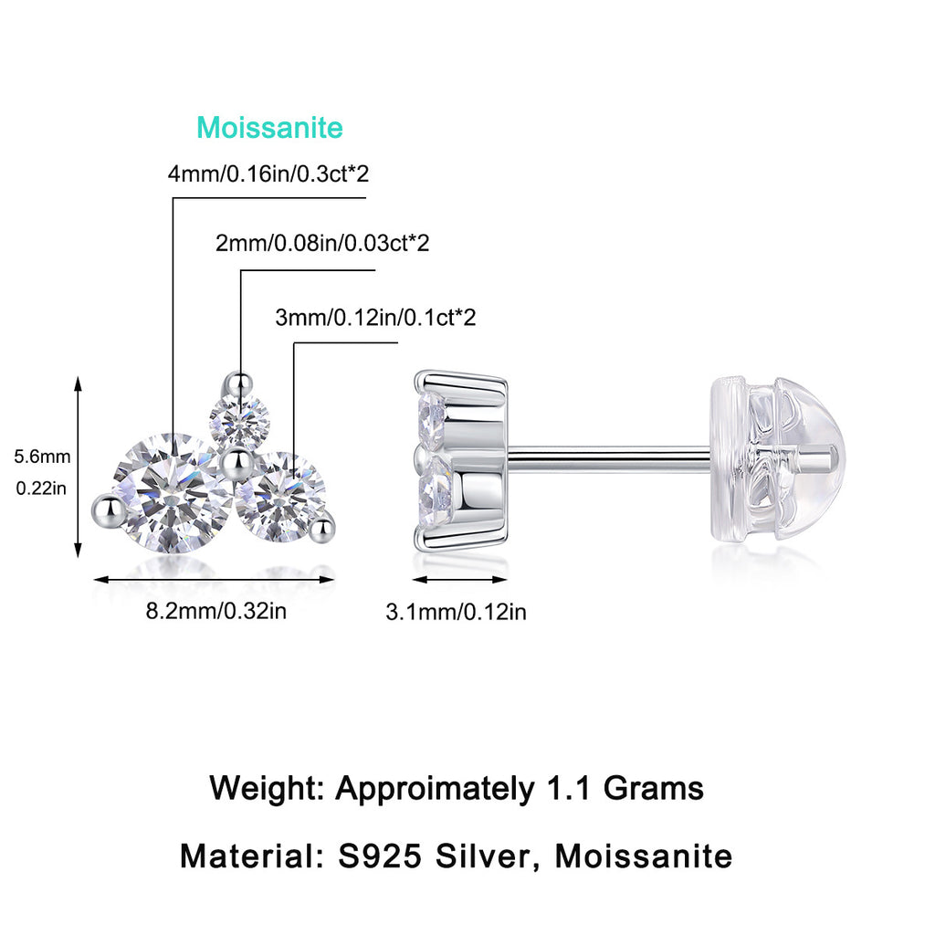 Women Luxury Earrings S925 Sterling Silver Wave Moissanite Diamond Silver Earrings Hip Hoop Flower Shape Stud Earrings