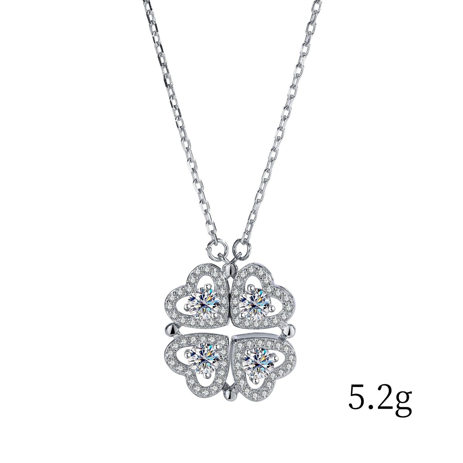 Women Luxury Necklace 925 Sterling Silver Light Moissanite Diamond Pendant Necklace Clavicle Chain Flower-Shaped Necklace