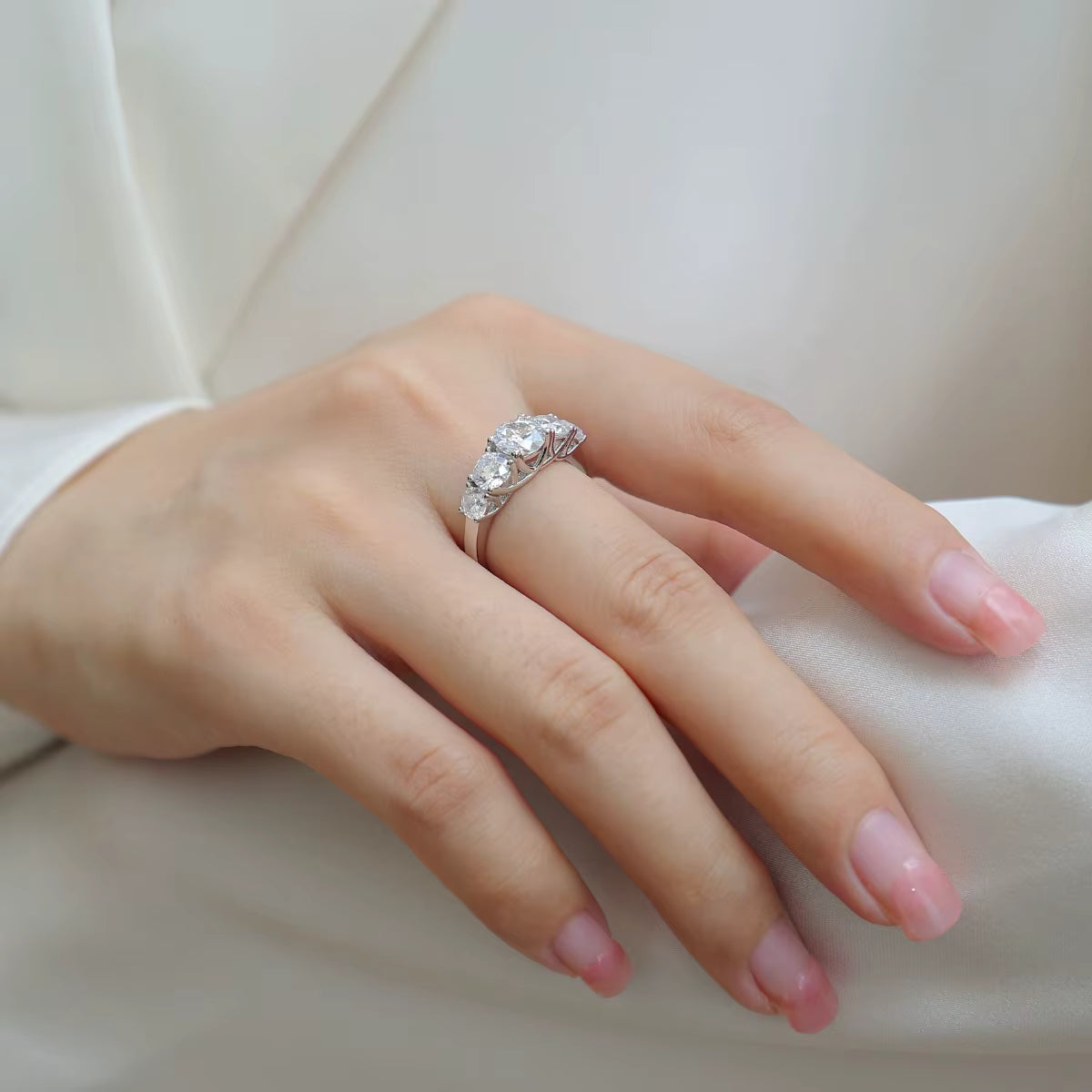Luxe ring voor dames met moissaniet en diamanten, 925 sterling zilver, 18 karaat verguld, fijne sieraden, verlovingsring voor dames