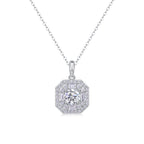 Women Luxury Necklace 925 Sterling Silver 18K Silver Plated Moissanite Diamond Pendant Necklace Women Silver Necklace
