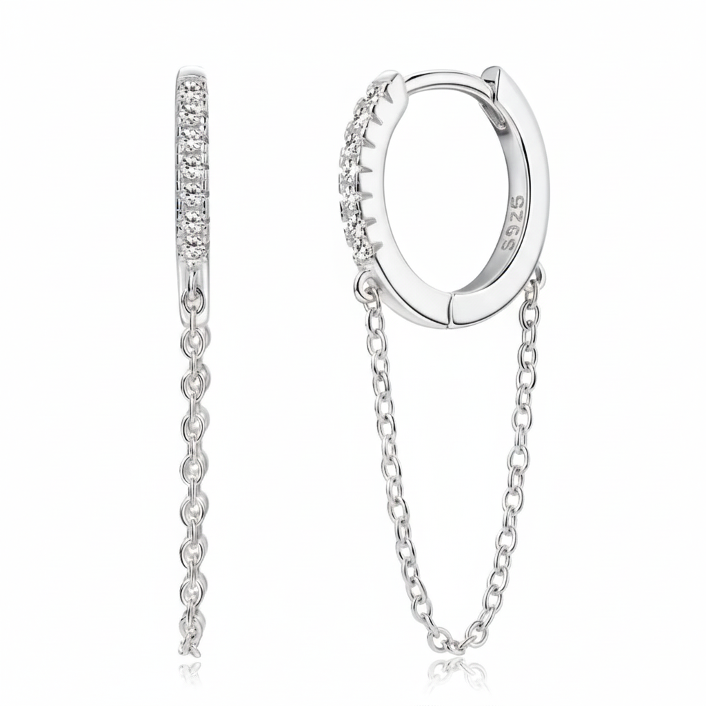 Women Luxury Earrings S925 Sterling Silver Moissanite Diamond Earrings High Quality Tassel Chain Hoop Women Earrings