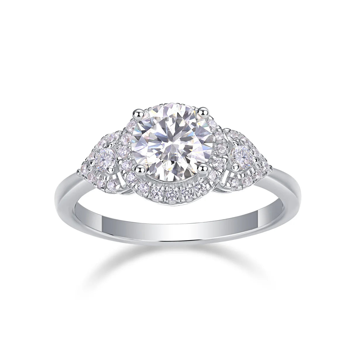 Women Luxury Ring Moissanite Large Diamond 925 Sterling Silver Rhodium Plated Ring Classics Design Engagement Ring