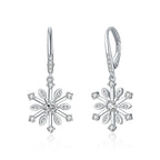 Women Fashionable Earrings S925 Sterling Silver Zirconia Snowflake Leverback Dangle Drop Earrings Women Fashion Earrings