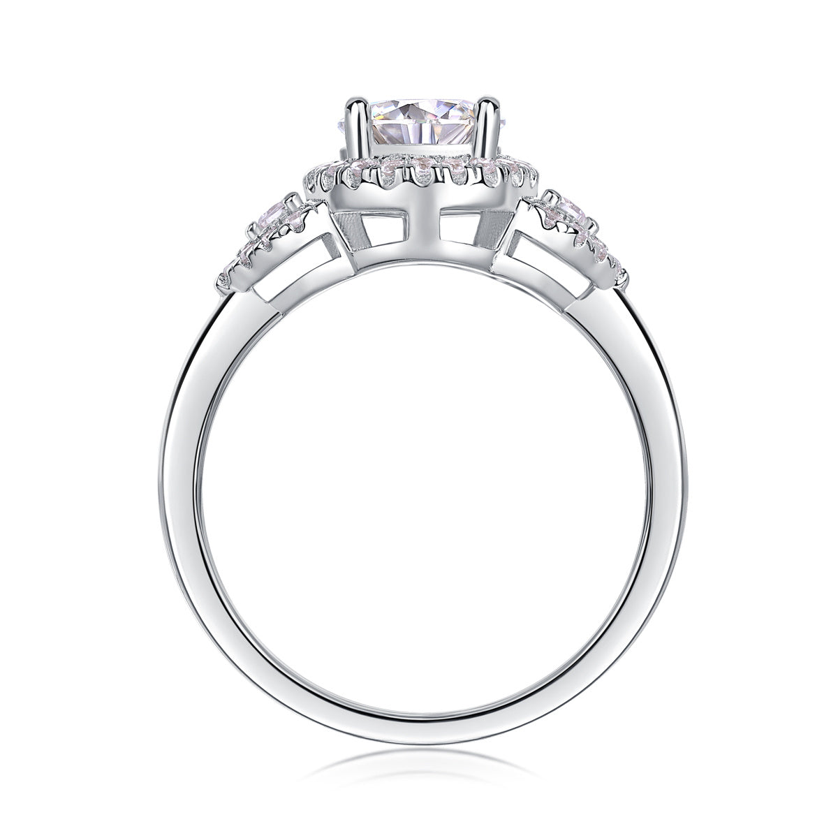 Women Luxury Ring Moissanite Large Diamond 925 Sterling Silver Rhodium Plated Ring Classics Design Engagement Ring
