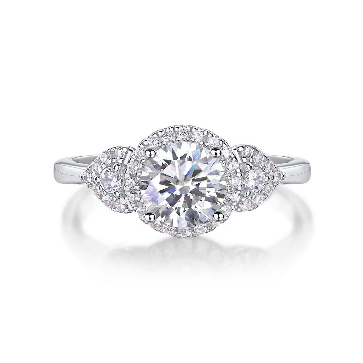 Women Luxury Ring Moissanite Large Diamond 925 Sterling Silver Rhodium Plated Ring Classics Design Engagement Ring