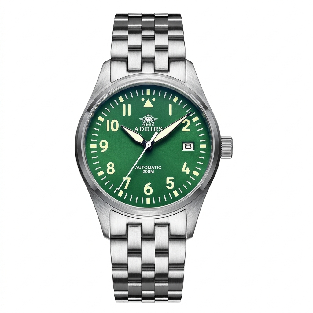 ADDIESDIVE Men's Watch Mechanical Movement Watch Commando Pilot Watch Switzerland Stainless Steel Waterproof Steel Band Man Watch - Acquisti Online