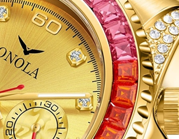 ONOLA Men's Luxury Fashion Business Chronograph Quartz Watch Rhinstone Stainless Steel Waterproof Men Quartz Watch