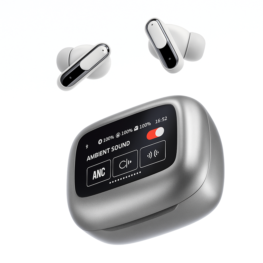 Live Beam 3 Wireless Headphones Earbuds with Multiple functions Mode ENC Touch Screen Display Wireless Bluerooth Earbuds - Acquisti Online