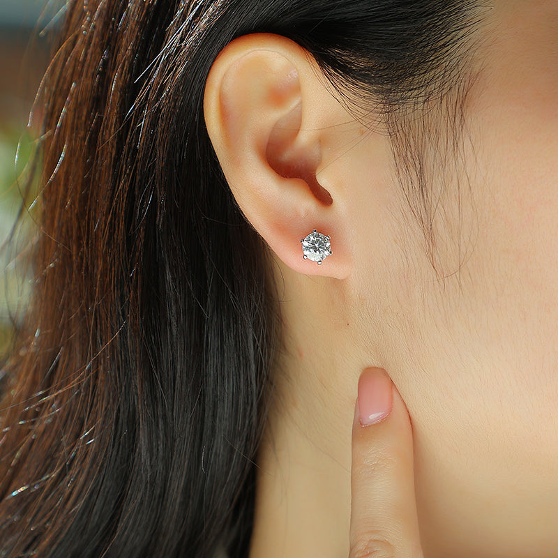 Women Luxury Earring S925 Sterling Silver Stud Hip Hoop Moissanite Diamond Earrings 18K White Gold Plated Earrings