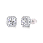 Women's Luxury Earring 925 Sterling Silver Moissanite Diamond Square Stud Earrings Classic High End Women Earrings