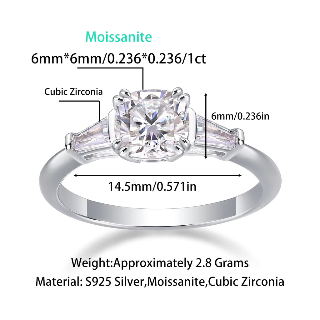 Women Luxury Ring Moissanite Diamond 925 Sterling Silver Ring Gold Silver High-End Jewelry Women Enagagement Ring