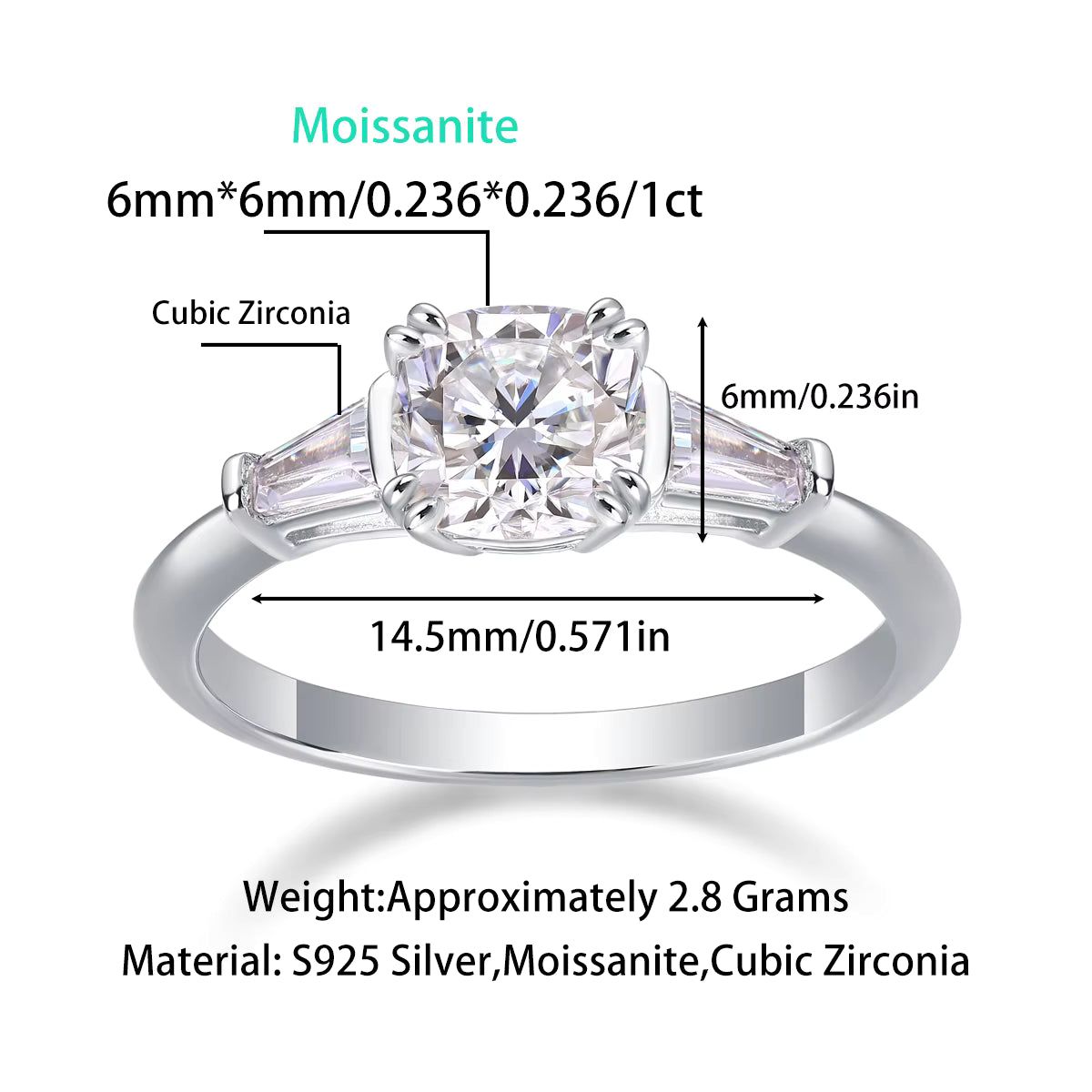 Women Luxury Ring Moissanite Diamond 925 Sterling Silver Ring Gold Silver High-End Jewelry Women Enagagement Ring