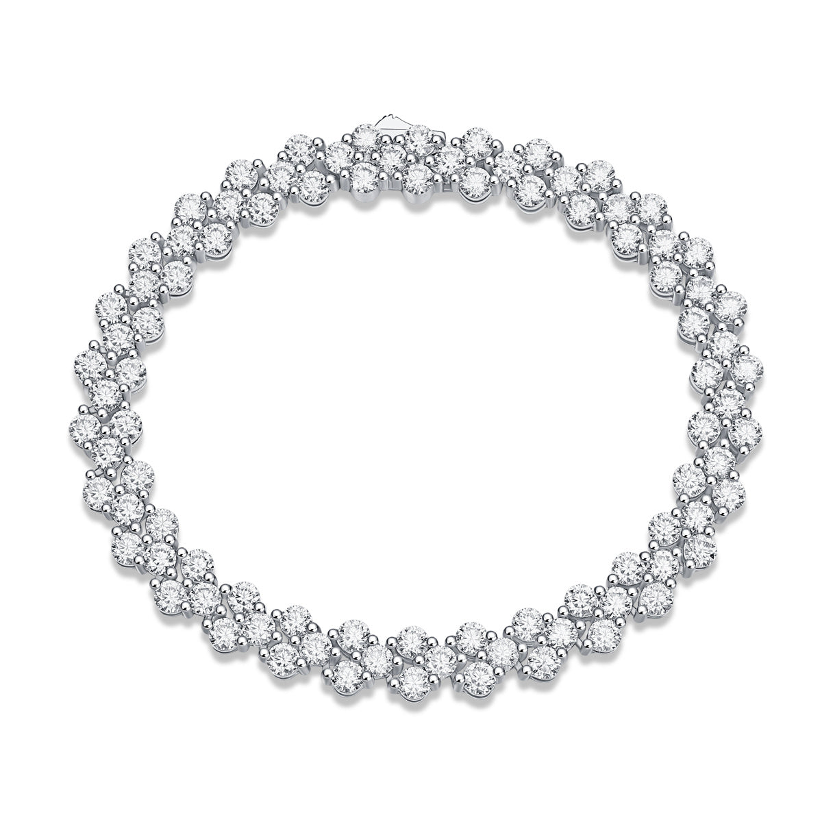 Women Luxury S925 Sterling Silver Moissanite Flower Bracelet 
