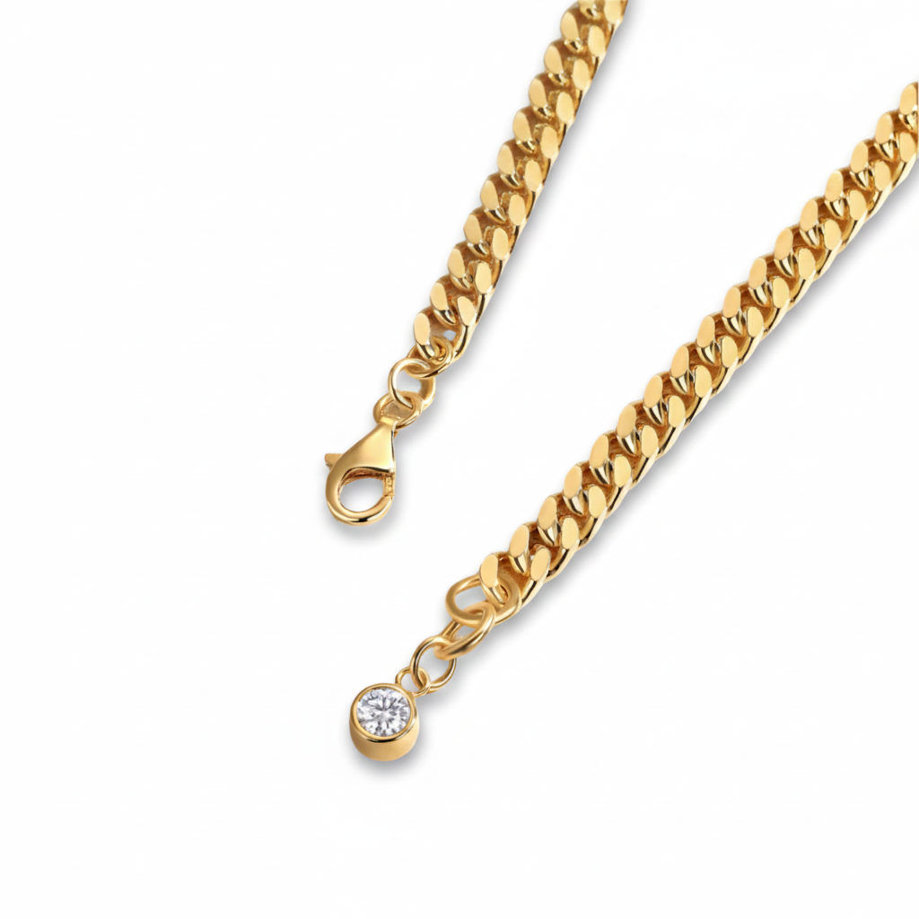 Women's Luxury Bracelet Moissanite Diamond  S925 Sterling Silver Bracelet 18K Gold Plated Cuban Chain Women Bracelet