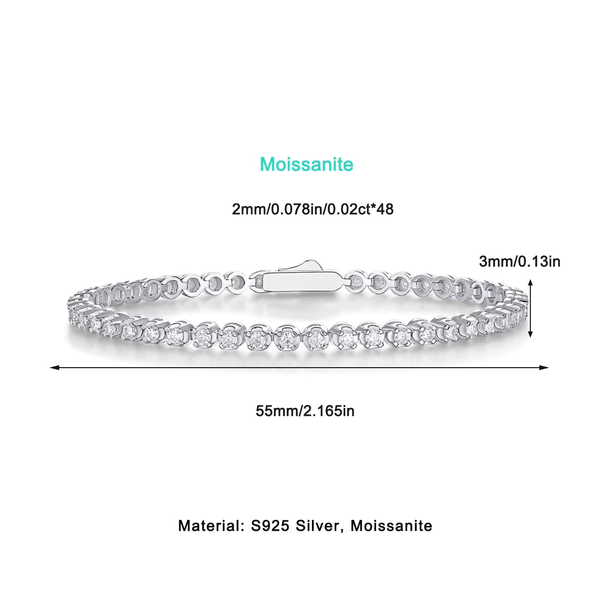 Women Luxury Bracelet S925 Sterling Silver Moissanite Diamond 18K Gold Plated Chain Bracelet Women Silver Bracelet