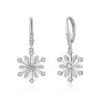 Women Fashionable Earrings S925 Sterling Silver Zirconia Snowflake Leverback Dangle Drop Earrings Women Fashion Earrings