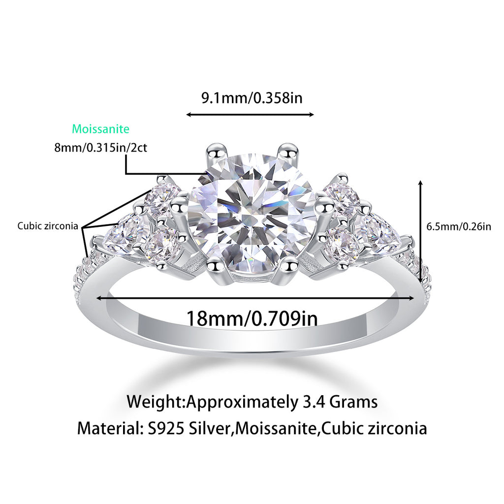 Women Luxury Ring 925 Sterling Silver Rhodium Plated  Moissanite Diamond Ring High Quality Women Engagement Ring