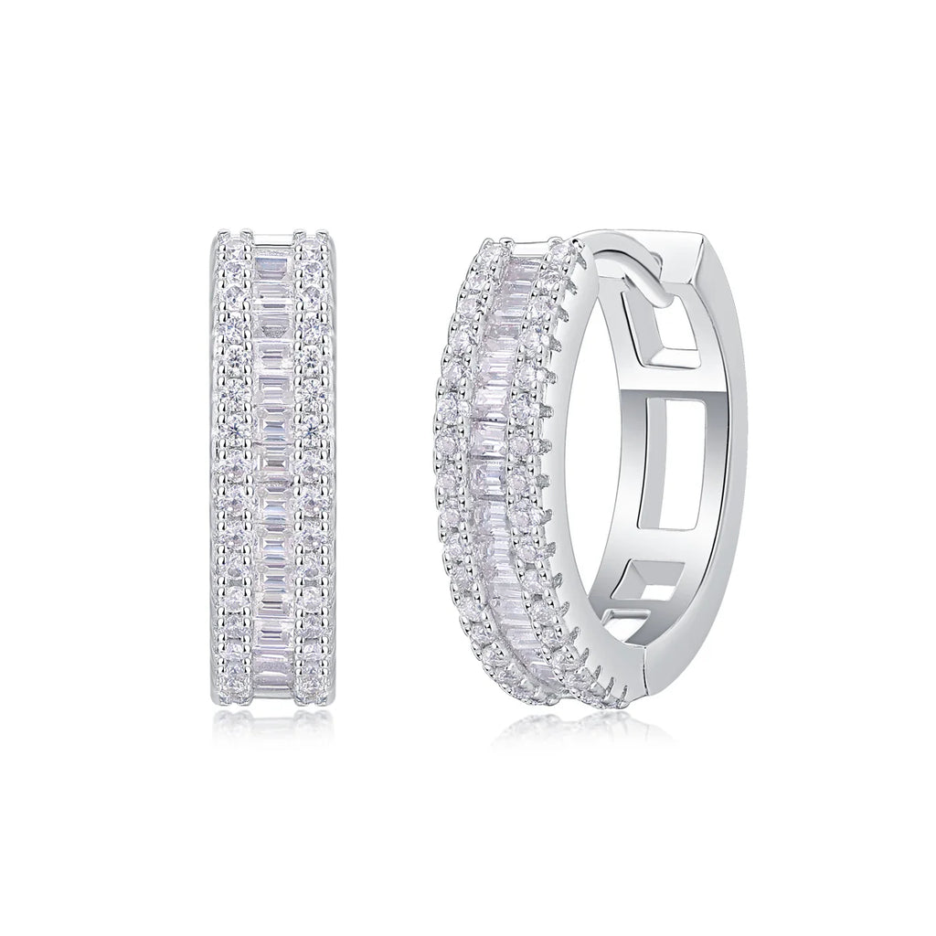 Women Luxury Earring Woven Light Moissanite Diamond Earrings Stud Inlaid 925 Sterling Silver Earring Fine Hoop Earring