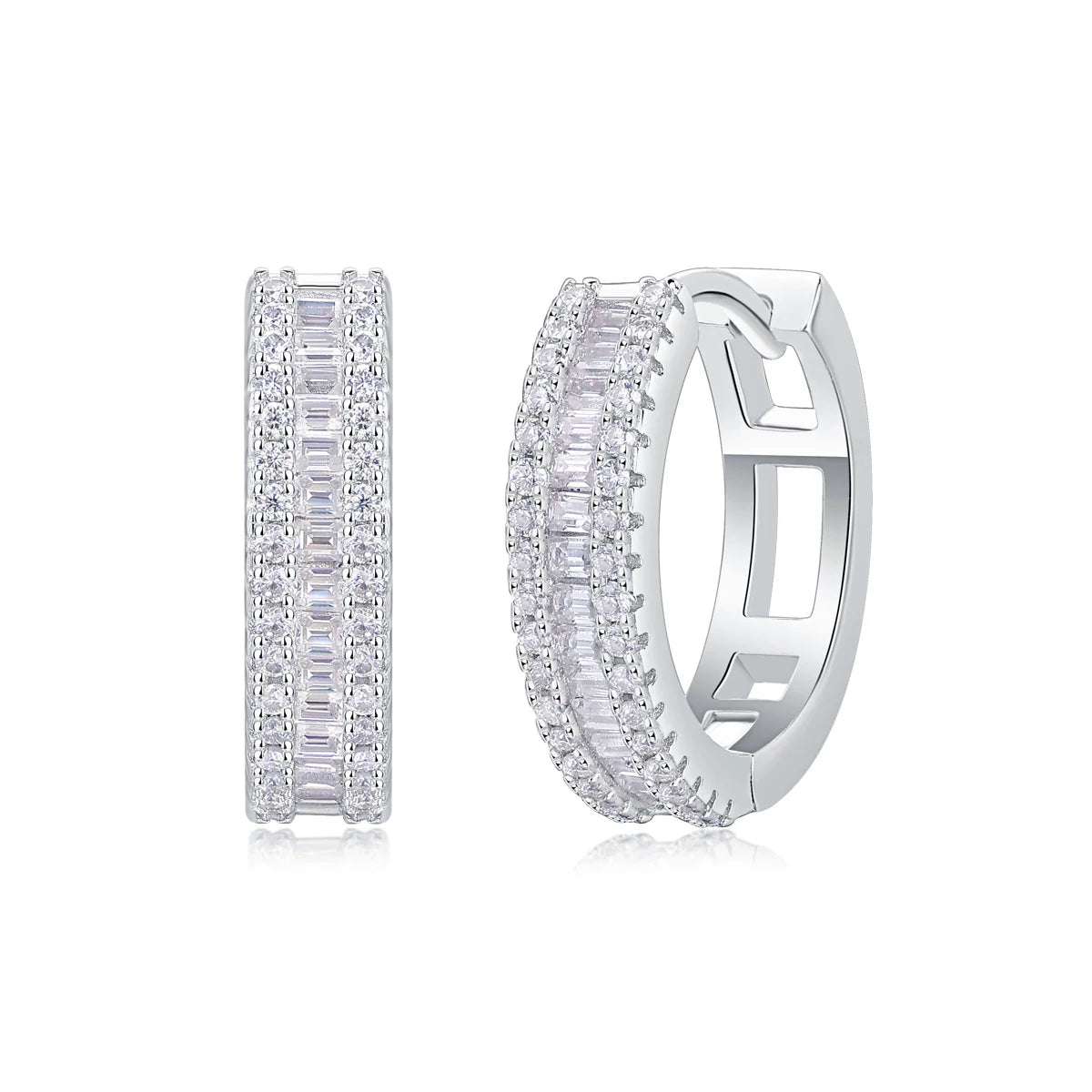 Women Luxury Earring Woven Light Moissanite Diamond Earrings Stud Inlaid 925 Sterling Silver Earring Fine Hoop Earring