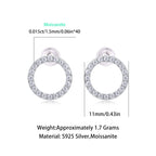 Women Luxury Earring Diamond Moissanite S925 Sterling Silver Earrings Circle Lightweight Comfortable Stud Women Earrings