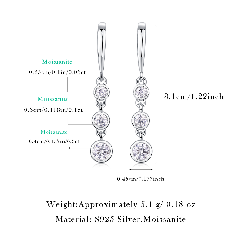 Women Luxury Earrings 925 Sterling Silver Rhodium-Plated Moissanite Diamond Silver Earrings Hoop Stud Women Earrings