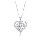 Women Luxury Pendant Necklace 925 Sterling Silver Moissanite Diamond Heart Micro Pave Diamond Test Silver Chain Necklace