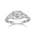 Women Luxury Ring 925 Sterling Silver Moissanite Large Diamond Ring 18K White Gold Plated Halo of Round Classic Ring