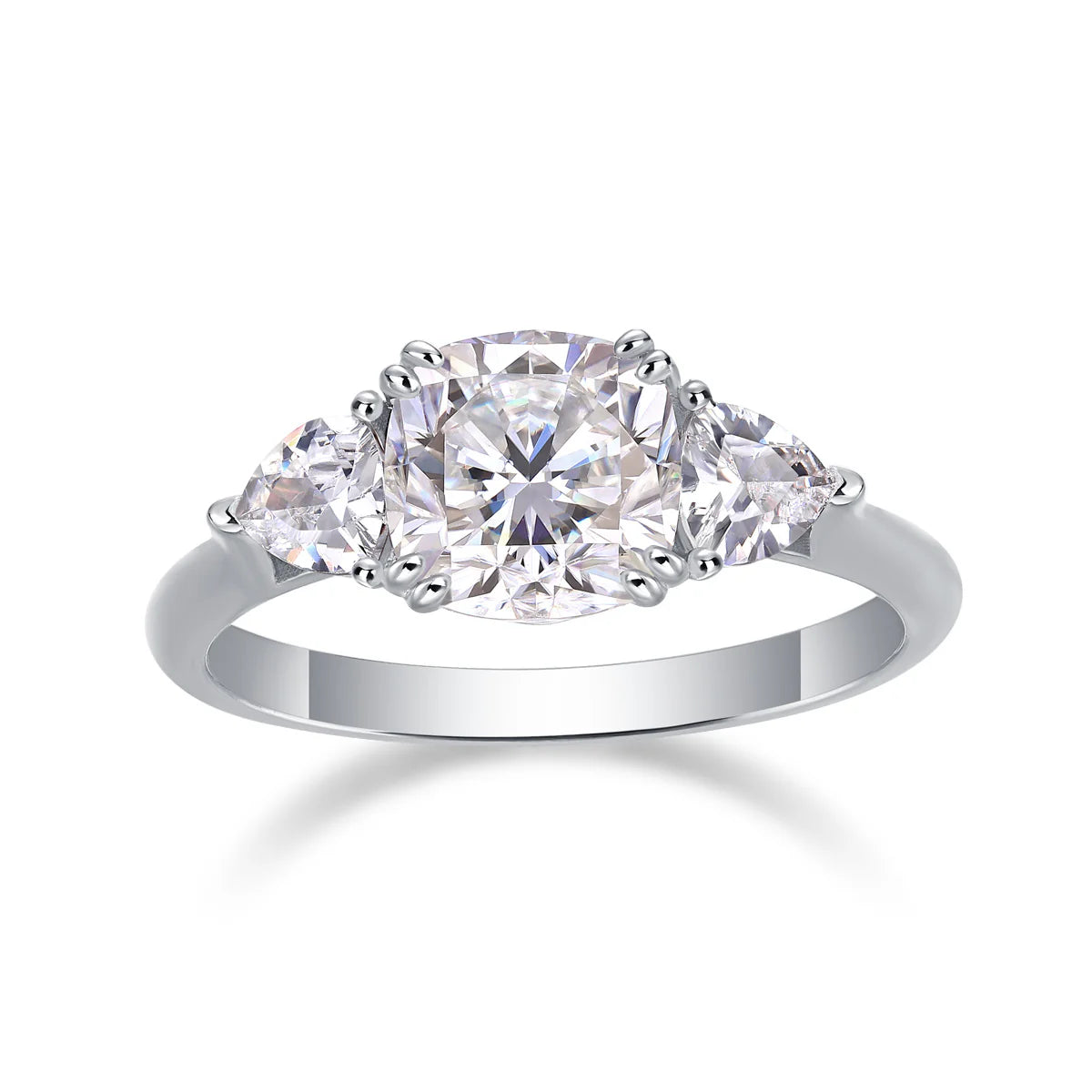 Women Luxury Ring 925 Sterling Silver Moissanite Large Diamond Ring 18K White Gold Plated Halo of Round Classic Ring
