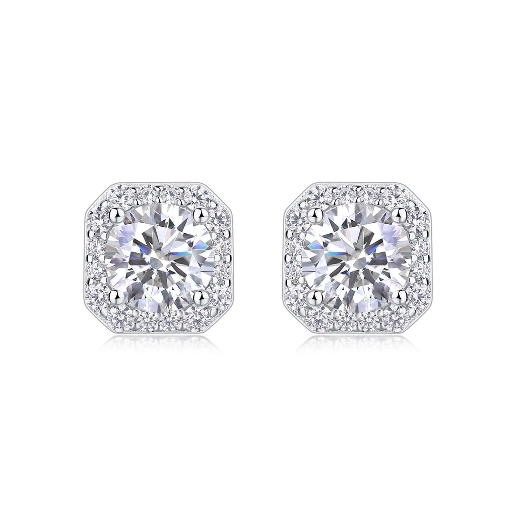 Women's Luxury Earring 925 Sterling Silver Moissanite Diamond Square Stud Earrings Classic High End Women Earrings