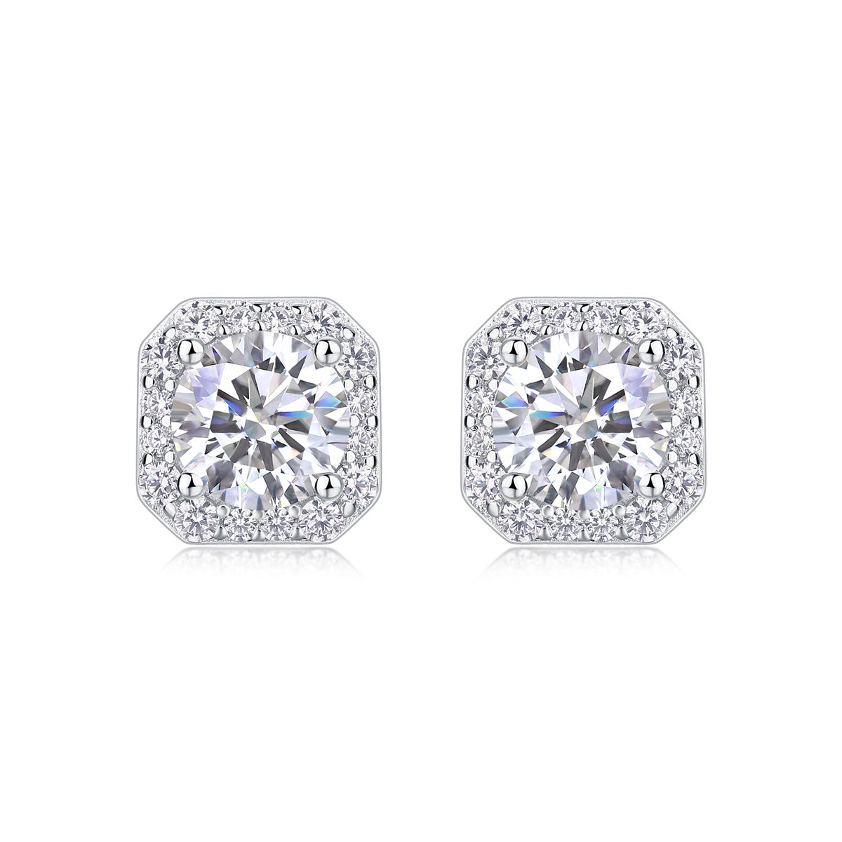 Women's Luxury Earring 925 Sterling Silver Moissanite Diamond Square Stud Earrings Classic High End Women Earrings