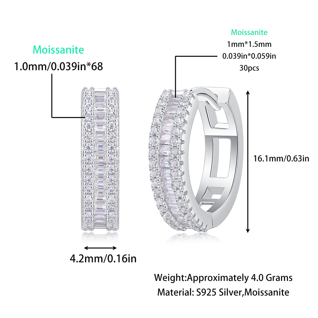 Women Luxury Earring Woven Light Moissanite Diamond Earrings Stud Inlaid 925 Sterling Silver Earring Fine Hoop Earring