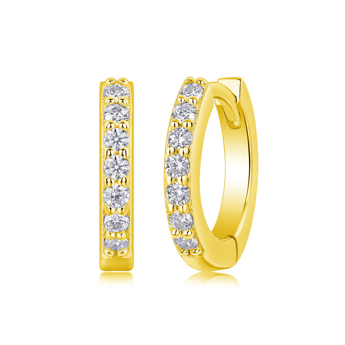 Women Luxury Earrings 925 Sterling Silver Minimalist Zircon Huggie Hoop Earrings Shiny Delicate Small Circle Earrings