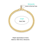 Women's Luxury Bracelet Moissanite Diamond  S925 Sterling Silver Bracelet 18K Gold Plated Cuban Chain Women Bracelet