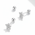 Women Luxury Earrings 925 Sterling Silver Cubic Zirconia Star Shining Zircon Hoop Stud Fashionable Women Earrings