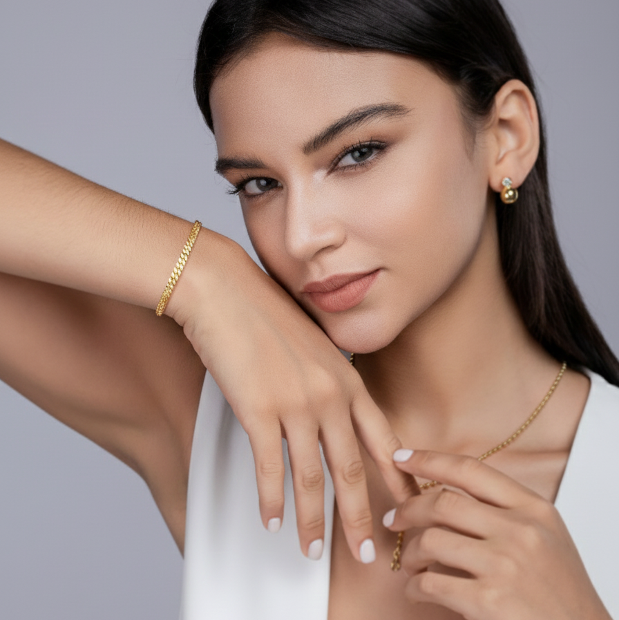 Women's Luxury Bracelet Moissanite Diamond  S925 Sterling Silver Bracelet 18K Gold Plated Cuban Chain Women Bracelet