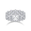 Women Luxury Ring Multi-Row Moissanite Diamond Ring 925 Sterling Silver 18K Gold Plated Wide Band Engagement Silver Ring