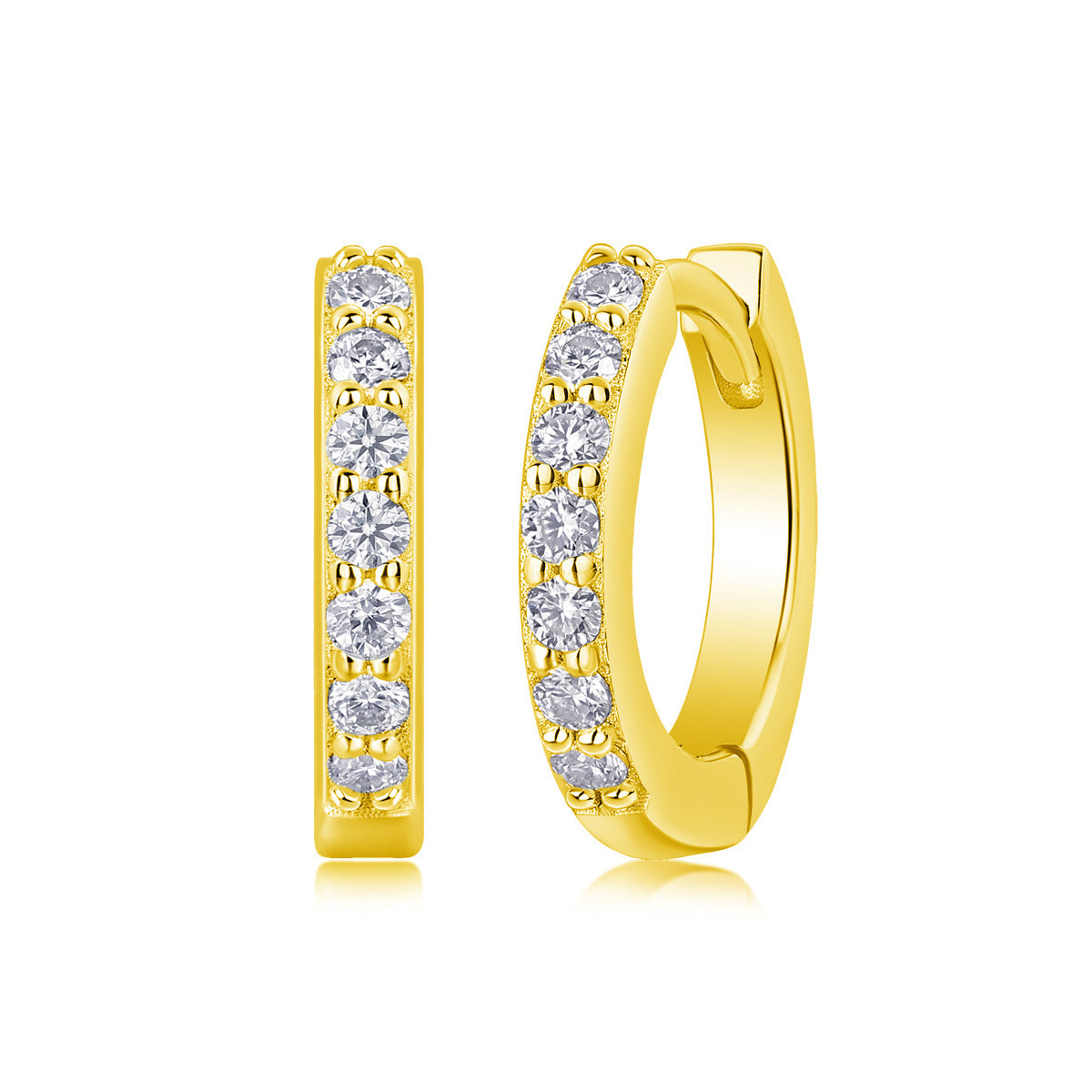 Women Luxury Earrings 925 Sterling Silver Minimalist Zircon Huggie Hoop Earrings Shiny Delicate Small Circle Earrings