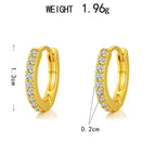 Women Luxury Earrings 925 Sterling Silver Minimalist Zircon Huggie Hoop Earrings Shiny Delicate Small Circle Earrings