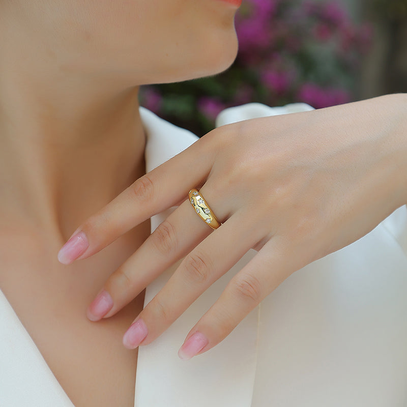 Women Luxury Rings Gold Color Plated S925 Sterling Silver Adjust Moissanite Diamonds High End Women Engagement Ring