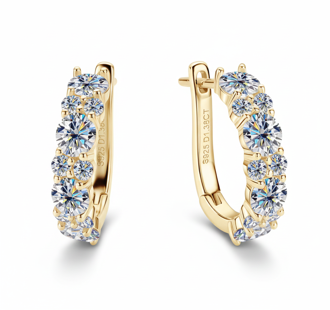 Women's Luxury Earring Round Moissanite Moissanite 925 Sterling Silver Earring Eardrop High-grade Hoop Women Earrings