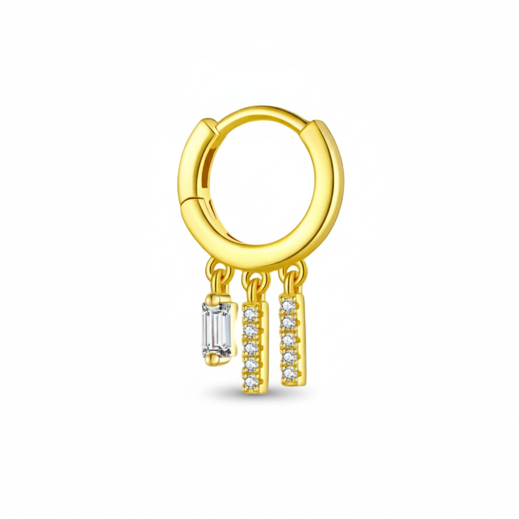 Women Fashionable Earrings S925 Sterling Silver Square Zircon Pendant Shaped Drop Ear Cuff Earrings For Women Fashion