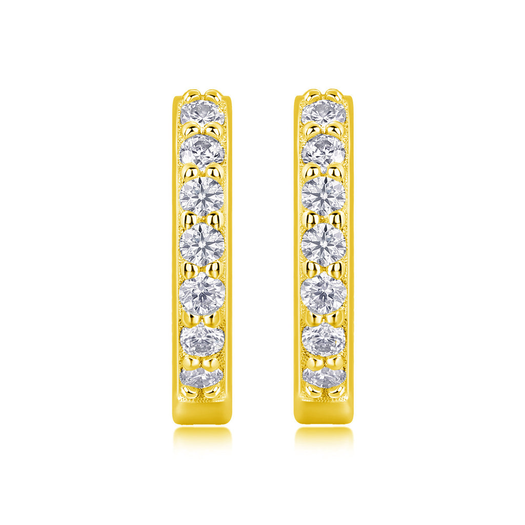 Women Luxury Earrings 925 Sterling Silver Minimalist Zircon Huggie Hoop Earrings Shiny Delicate Small Circle Earrings