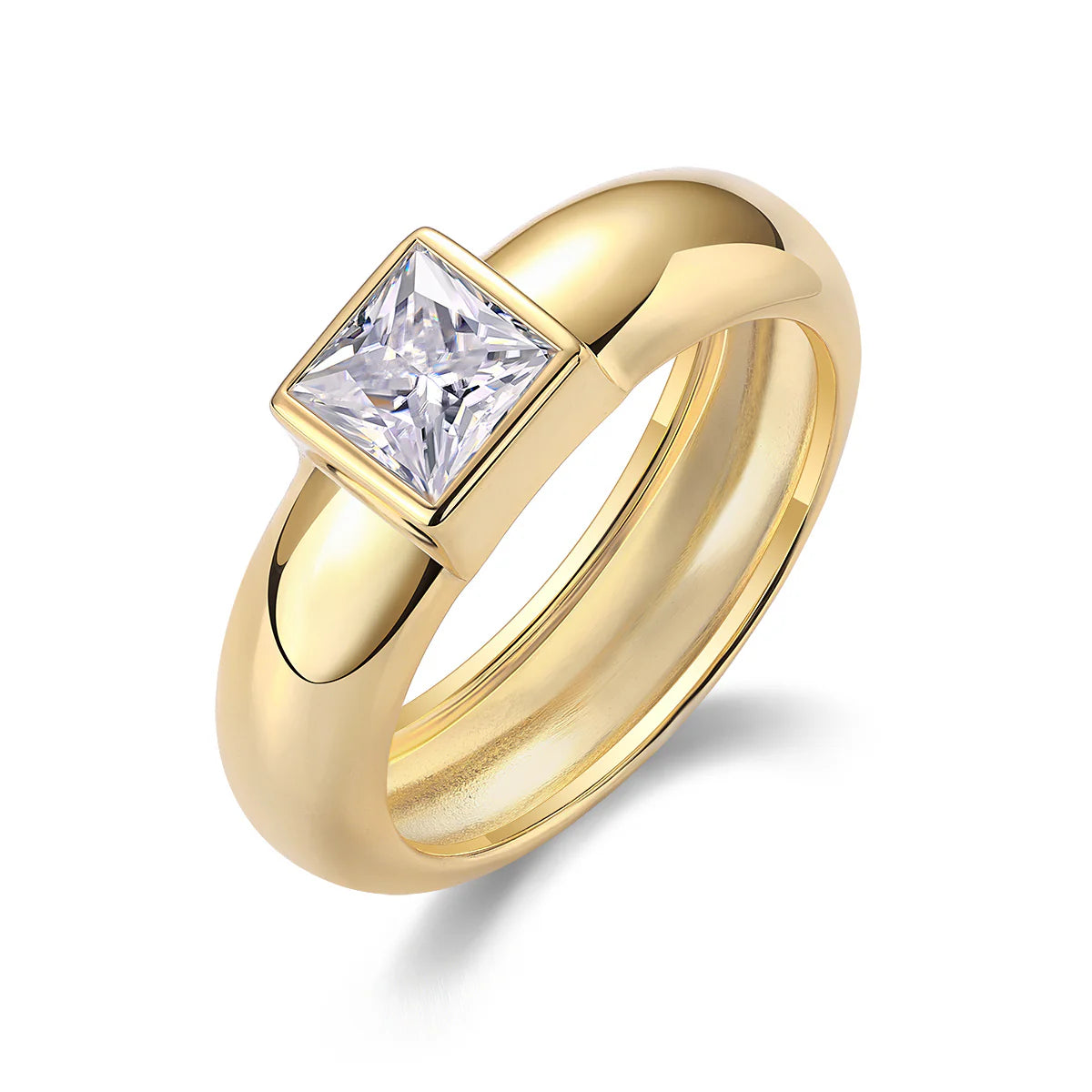 Women Luxury Ring Square Moissanite Diamond Ring S925 Sterling Silver Ring 18K Plated Women Engagement Silver Ring