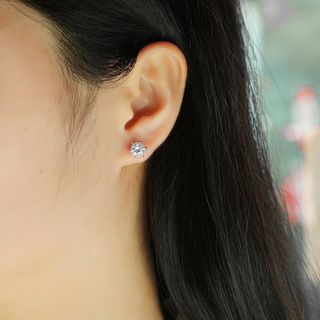 Women Luxury Earring S925 Sterling Silver Stud Hip Hoop Moissanite Diamond Earrings 18K White Gold Plated Earrings