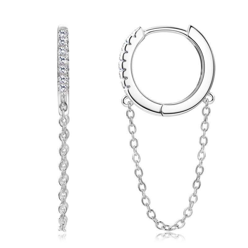 Women Luxury Earrings S925 Sterling Silver Moissanite Diamond Earrings High Quality Tassel Chain Hoop Women Earrings