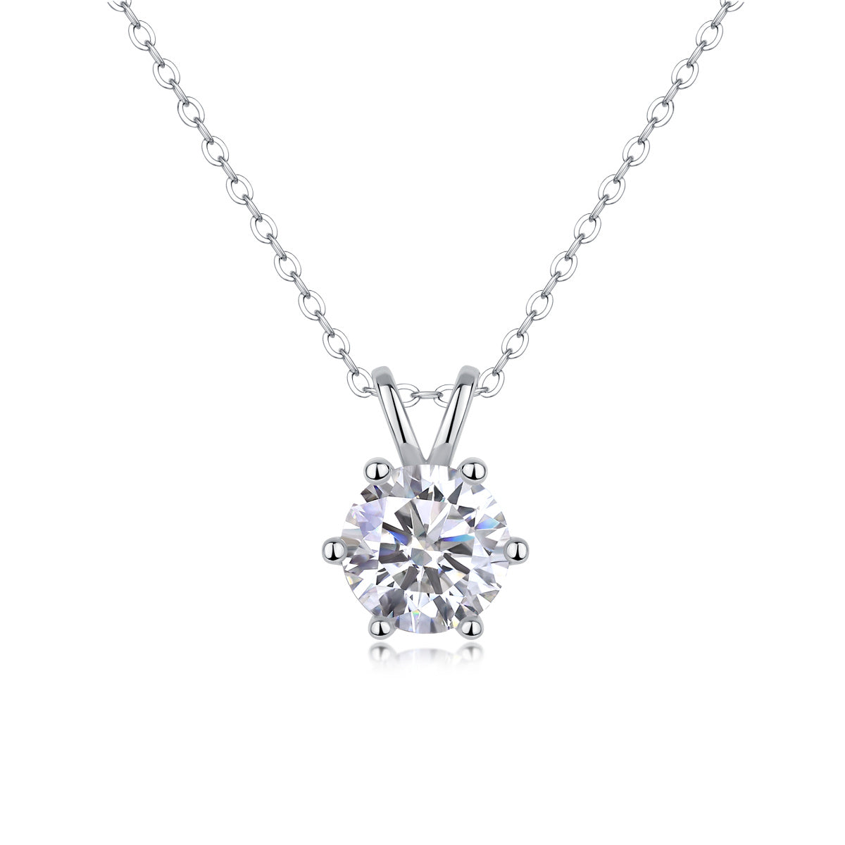 Women Luxury Necklace Moissanite Diamond 925 Sterling Silver Pendant Necklace Six Prong Setting Classic Women Silver Necklace