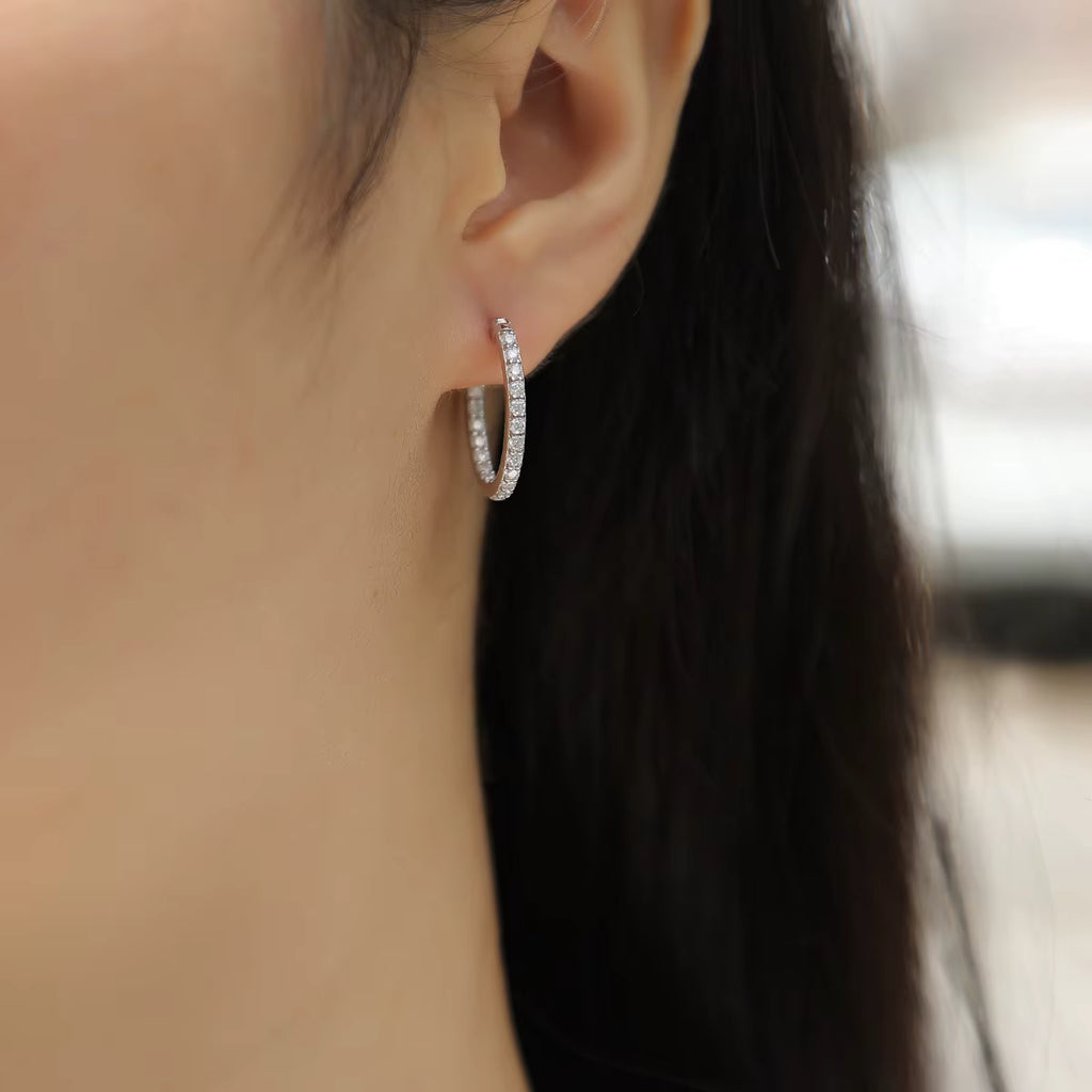 Women Luxury Earring S925 Sterling Silver Streamer Moissanite Diamond Earrings Classic Hoop Stud Fashion Women Earrings