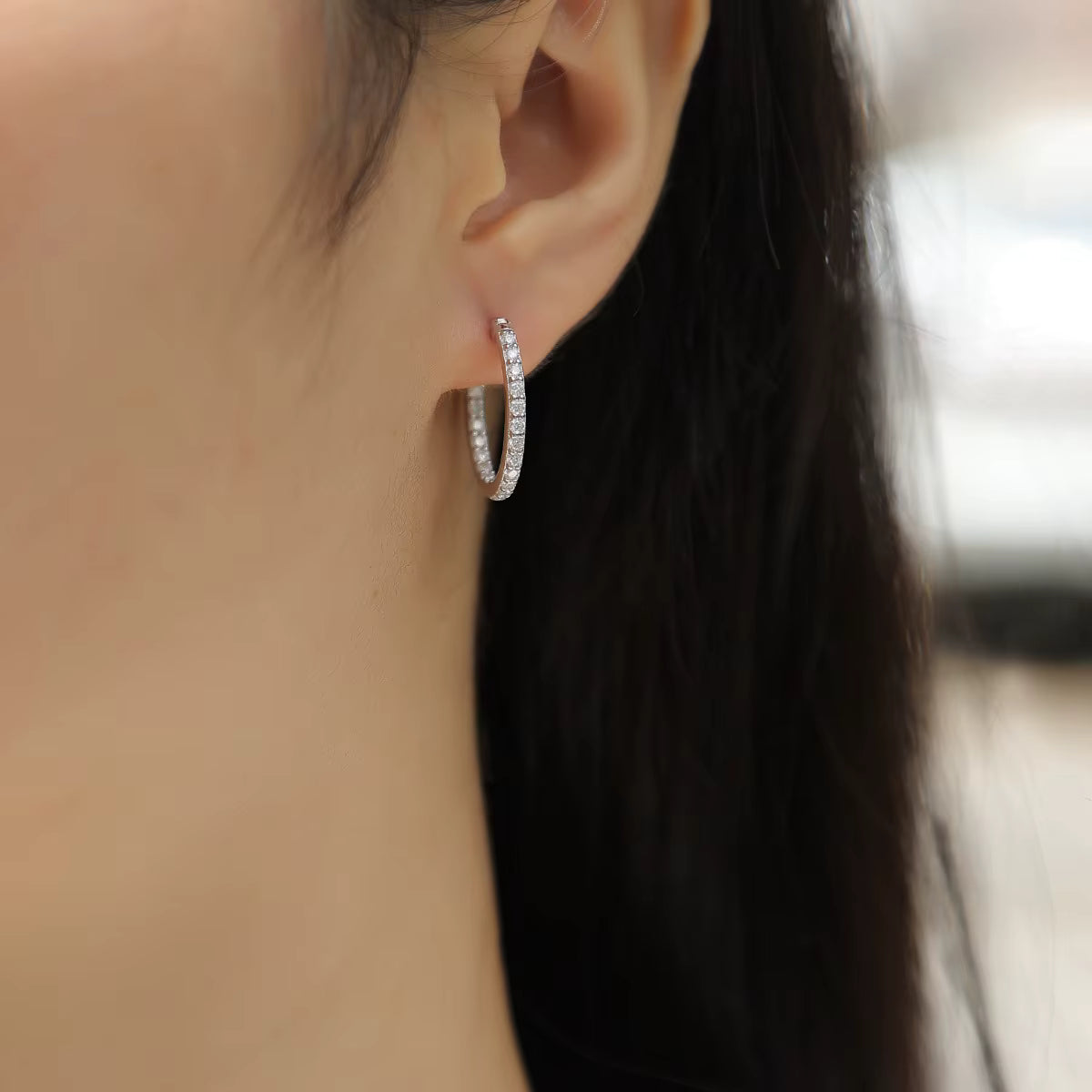 Women Luxury Earring S925 Sterling Silver Streamer Moissanite Diamond Earrings Classic Hoop Stud Fashion Women Earrings