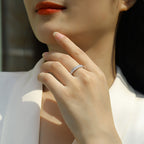 Women Luxury Ring S925 Sterling Silver Inlay Baguette Fine Square Moissanite Diamond White Gold Plated Engagement Ring