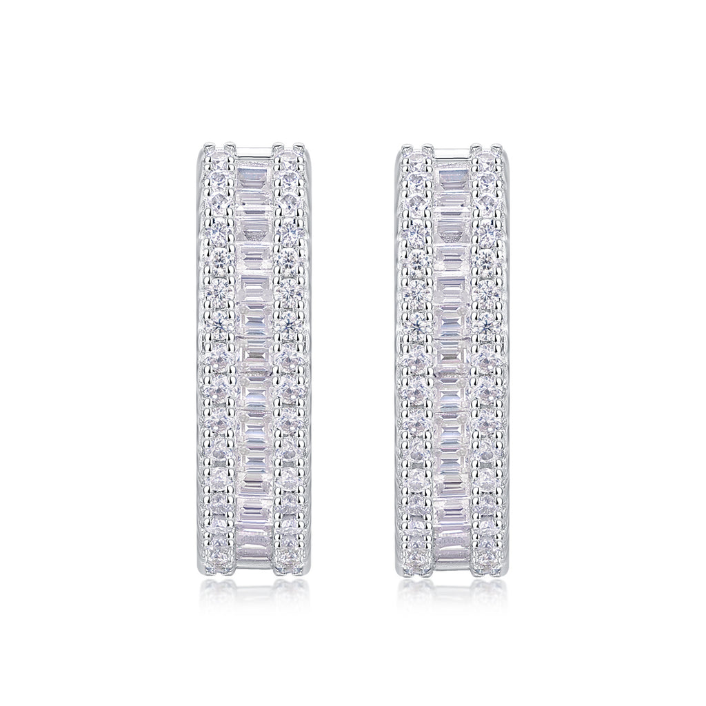 Women Luxury Earring Woven Light Moissanite Diamond Earrings Stud Inlaid 925 Sterling Silver Earring Fine Hoop Earring